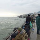 Рыбаки в Ялте зимой